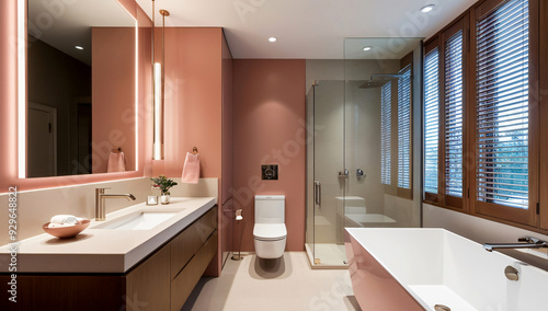 Blush Pink bathroom model, Modern style