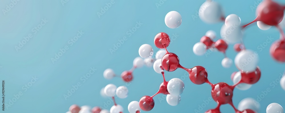 Abstract 3D Molecular Structure with Red and White Spheres Connected by Red Lines Abstract 3D Molecular Structure with Red and White Spheres Connected by Red Lines