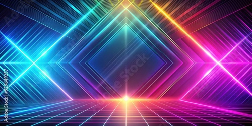 Neon colored geometric speed lines abstract technology background, neon, colored, geometric, speed lines, abstract