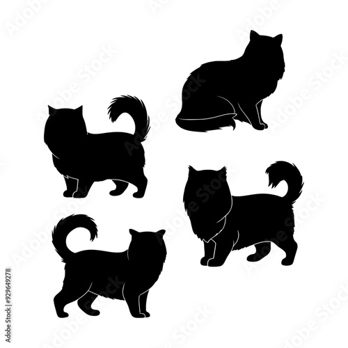 Persian cat silhouette vector template illustration