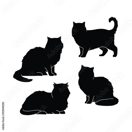 Persian cat silhouette vector template illustration