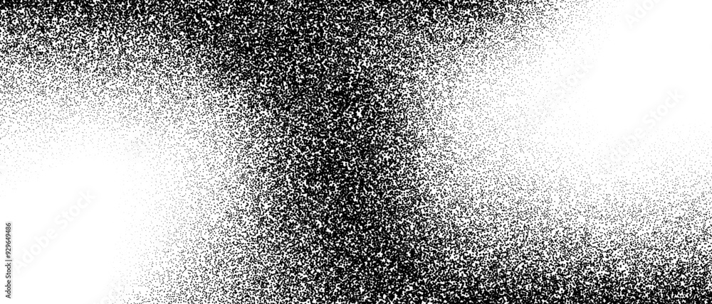 Black and white stippled gradient texture. Grunge dotted noise background. Gritty splattered sand halftone overlay. Distressed sprayed dot work grain with specks, dust, speckles, particles. Vector Black and white stippled gradient texture. Grunge dotted noise background. Gritty splattered sand halftone overlay. Distressed sprayed dot work grain with specks, dust, speckles, particles. Vector