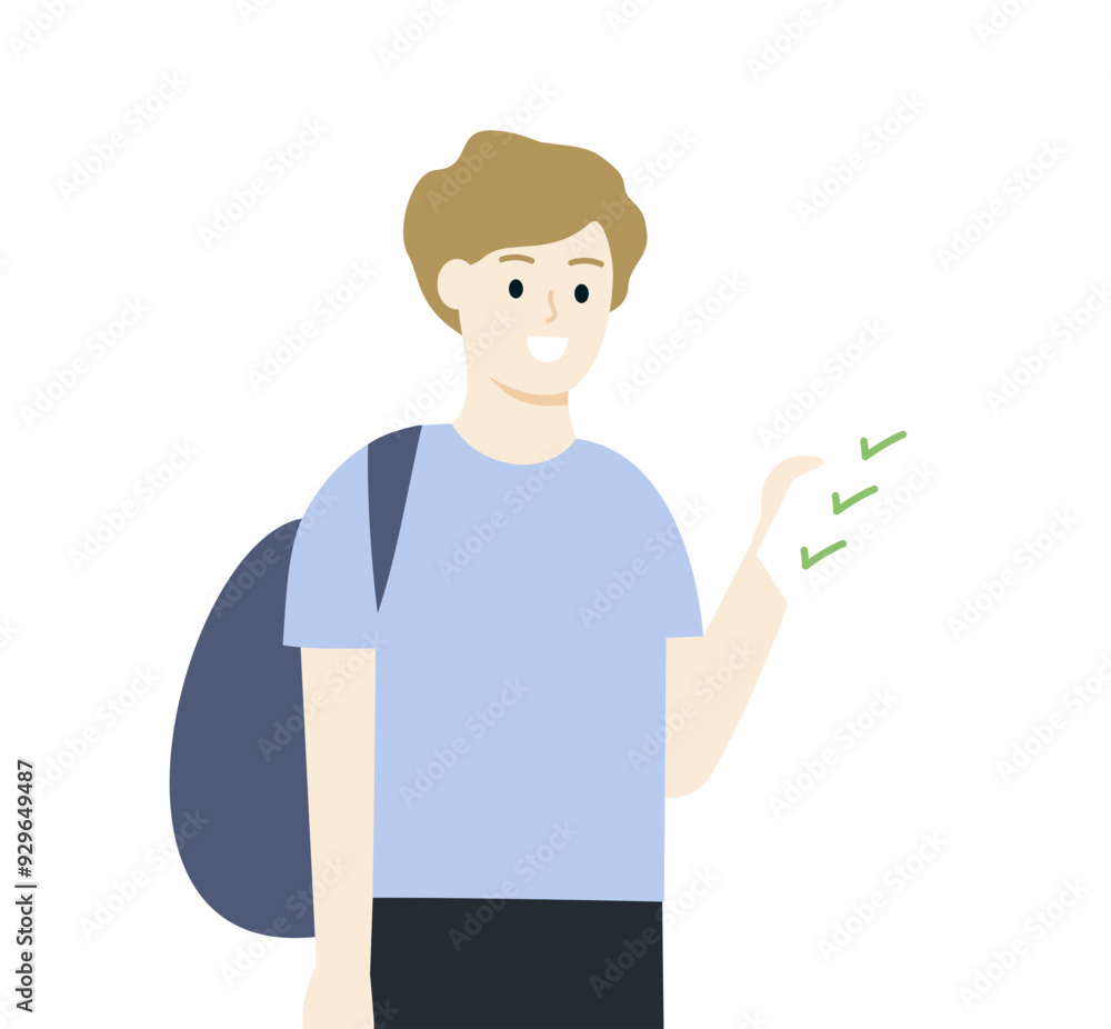 Student boy hand holding excellent exam test paper form. Teen feeling happy with high score result. Education, learning, evaluation concept. Flat vector character design illustration. Student boy hand holding excellent exam test paper form. Teen feeling happy with high score result. Education, learning, evaluation concept. Flat vector character design illustration.