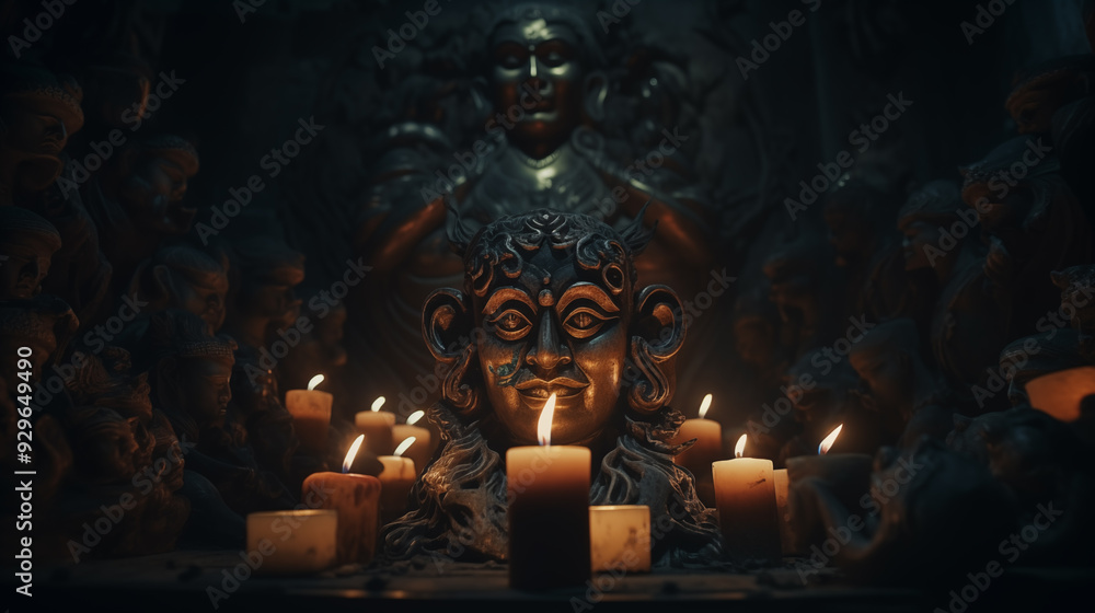 Fototapeta premium an occasion to offer sacrifices to ancient idols by lighting candles
