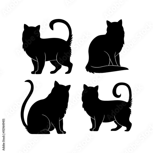 Persian cat silhouette vector template illustration