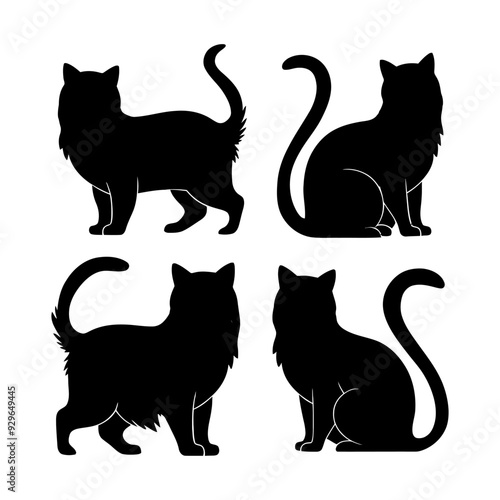 Persian cat silhouette vector template illustration
