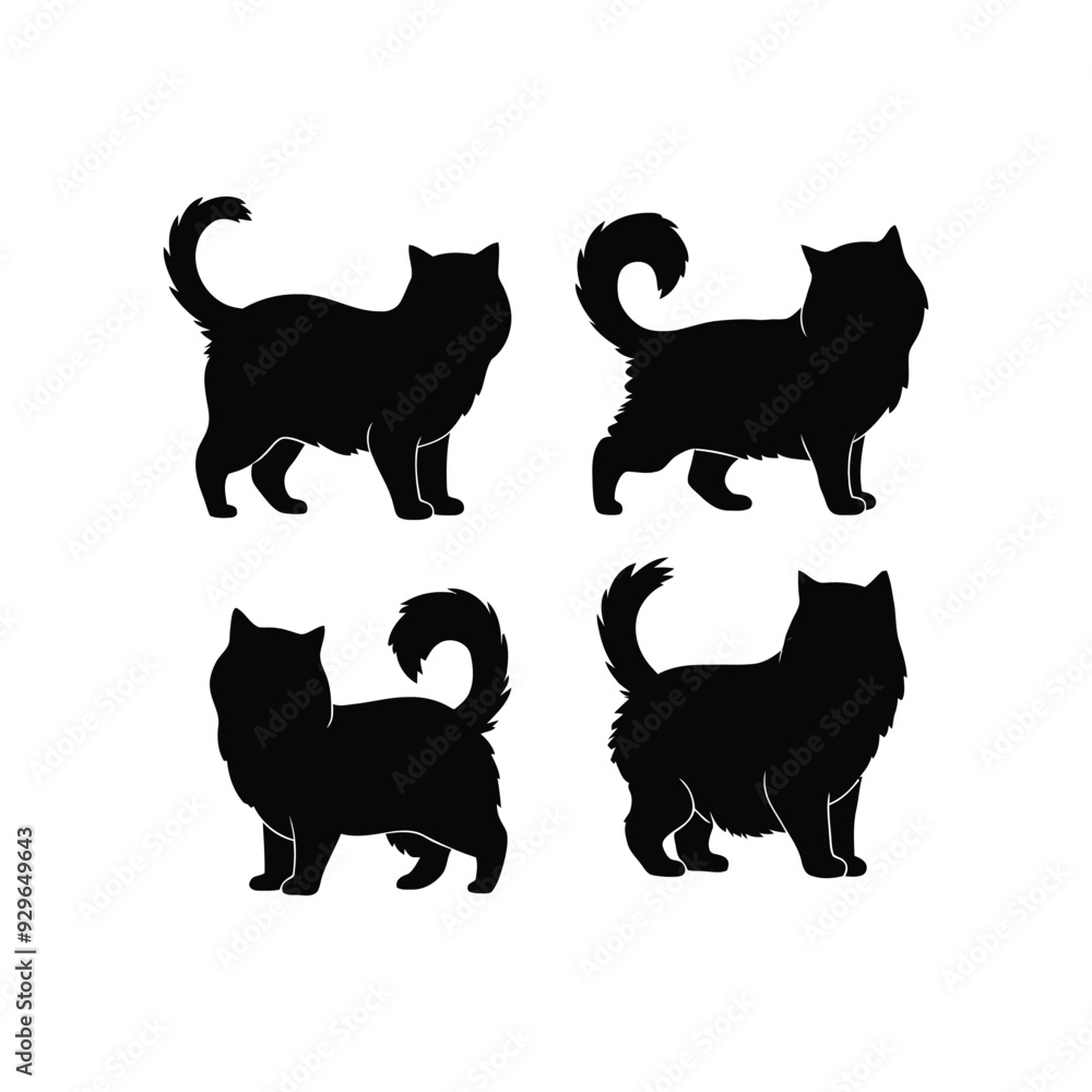 Persian cat silhouette vector template illustration Persian cat silhouette vector template illustration