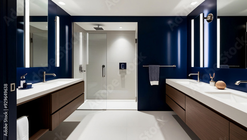 Navy Blue bathroom model, Modern style