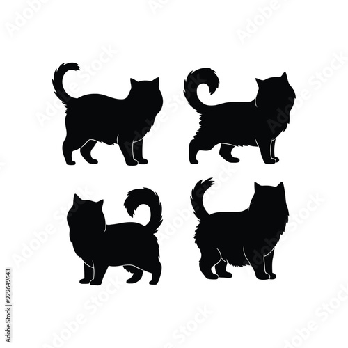 Persian cat silhouette vector template illustration