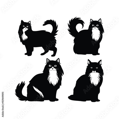 Persian cat silhouette vector template illustration