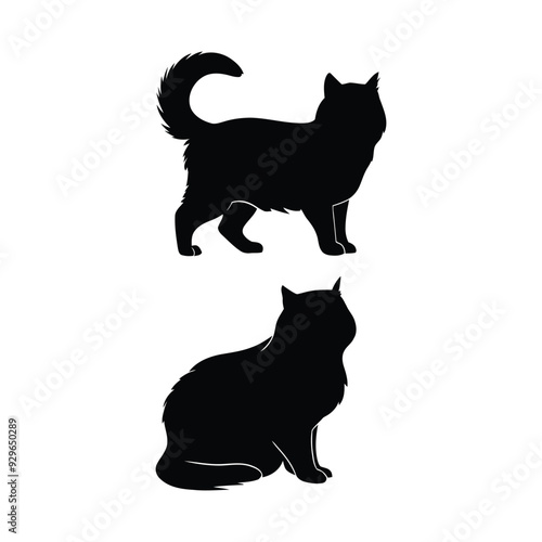 Persian cat silhouette vector template illustration