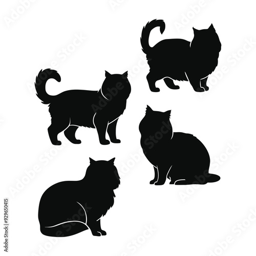 Persian cat silhouette vector template illustration