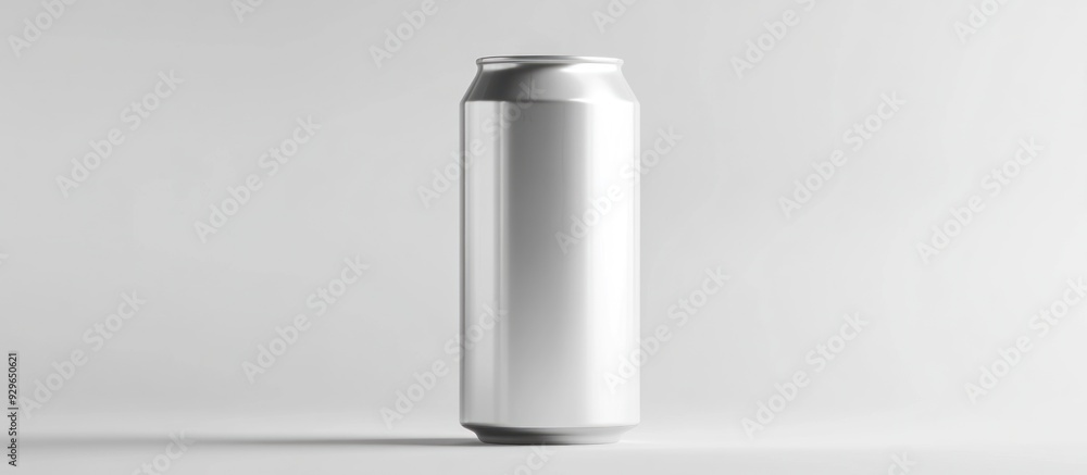 Silver Aluminum Can Mockup on White Background Silver Aluminum Can Mockup on White Background