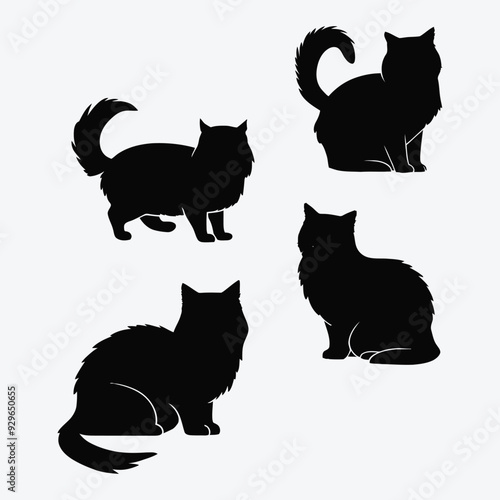 Persian cat silhouette vector template illustration