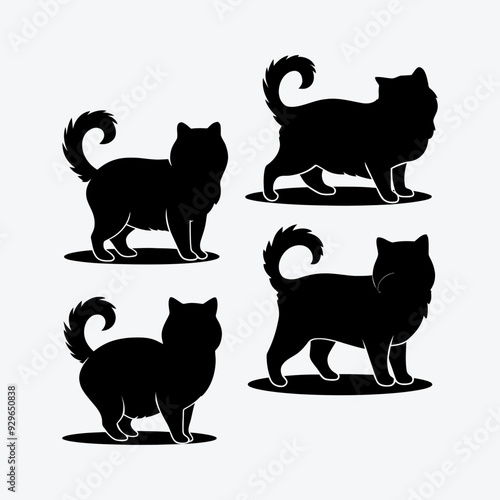 Persian cat silhouette vector template illustration