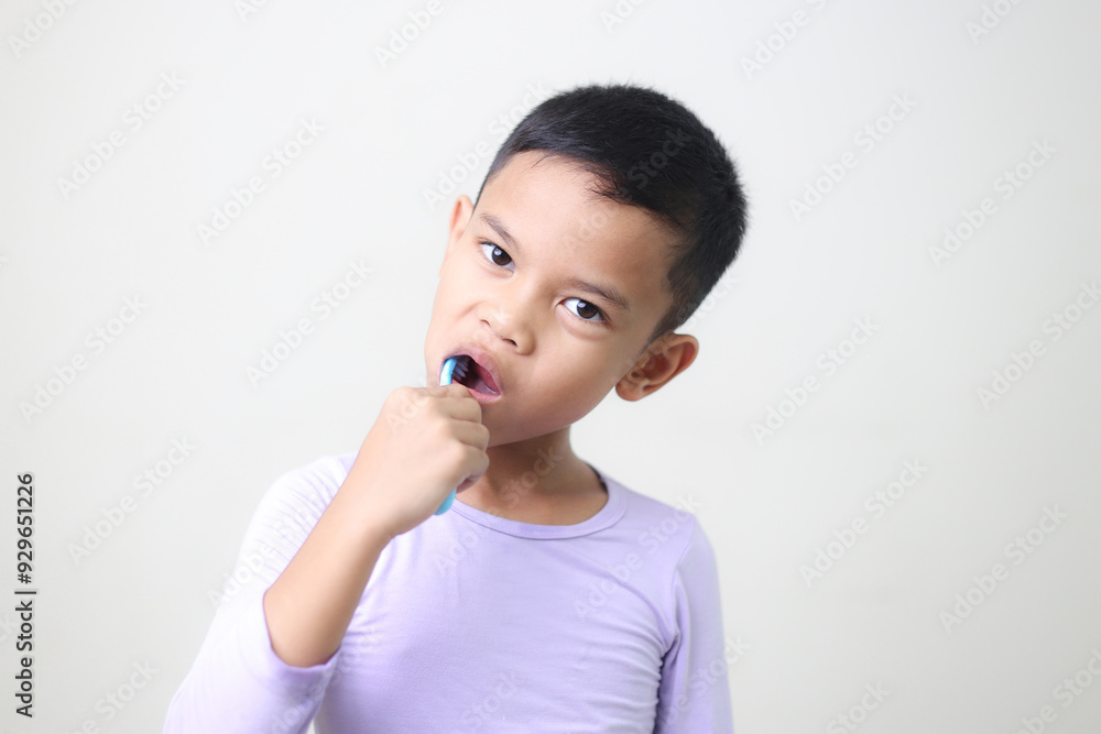 child Asia kid boy brushing teeth isolated on white backgroud. child Asia kid boy brushing teeth isolated on white backgroud.