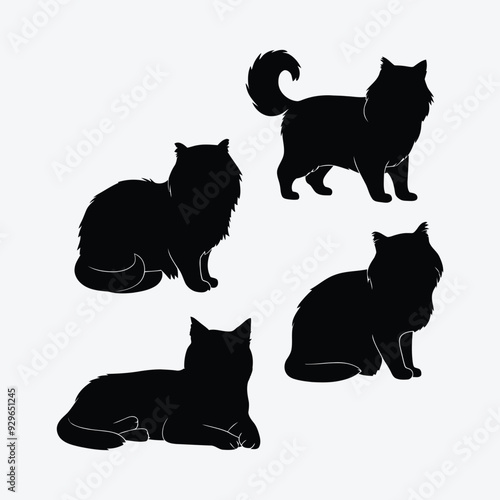 Persian cat silhouette vector template illustration
