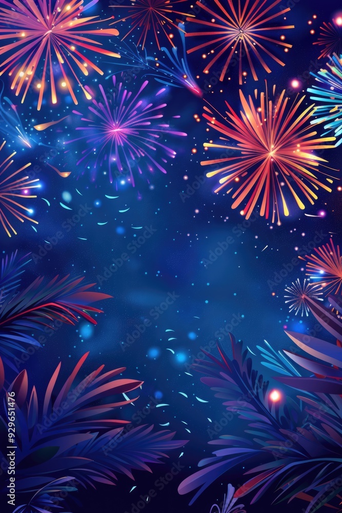 Night Fireworks and Confetti Night Fireworks and Confetti