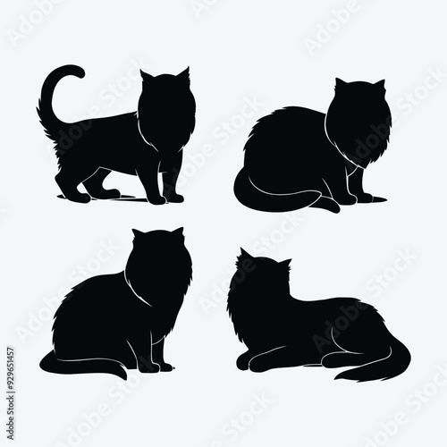 Persian cat silhouette vector template illustration