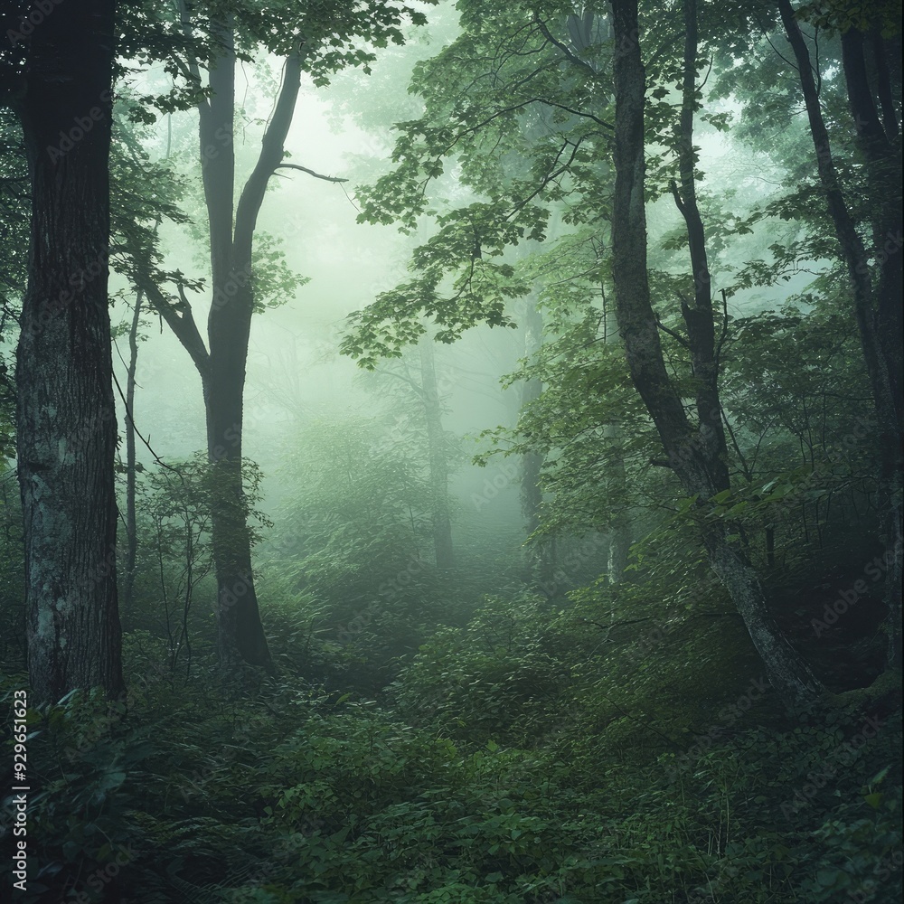 A serene misty forest with lush green trees, creating a tranquil and enchanting atmosphere perfect for nature enthusiasts. A serene misty forest with lush green trees, creating a tranquil and enchanting atmosphere perfect for nature enthusiasts.