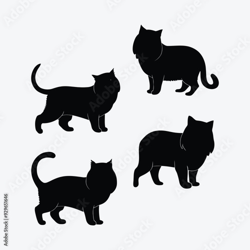 Persian cat silhouette vector template illustration