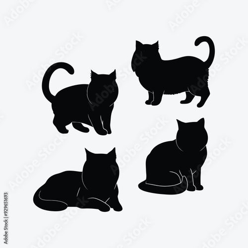 Persian cat silhouette vector template illustration