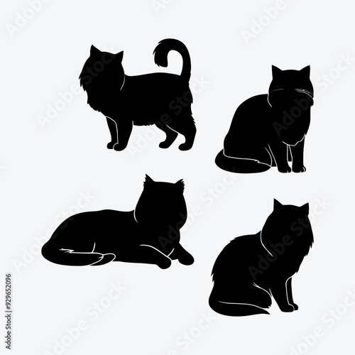 Persian cat silhouette vector template illustration