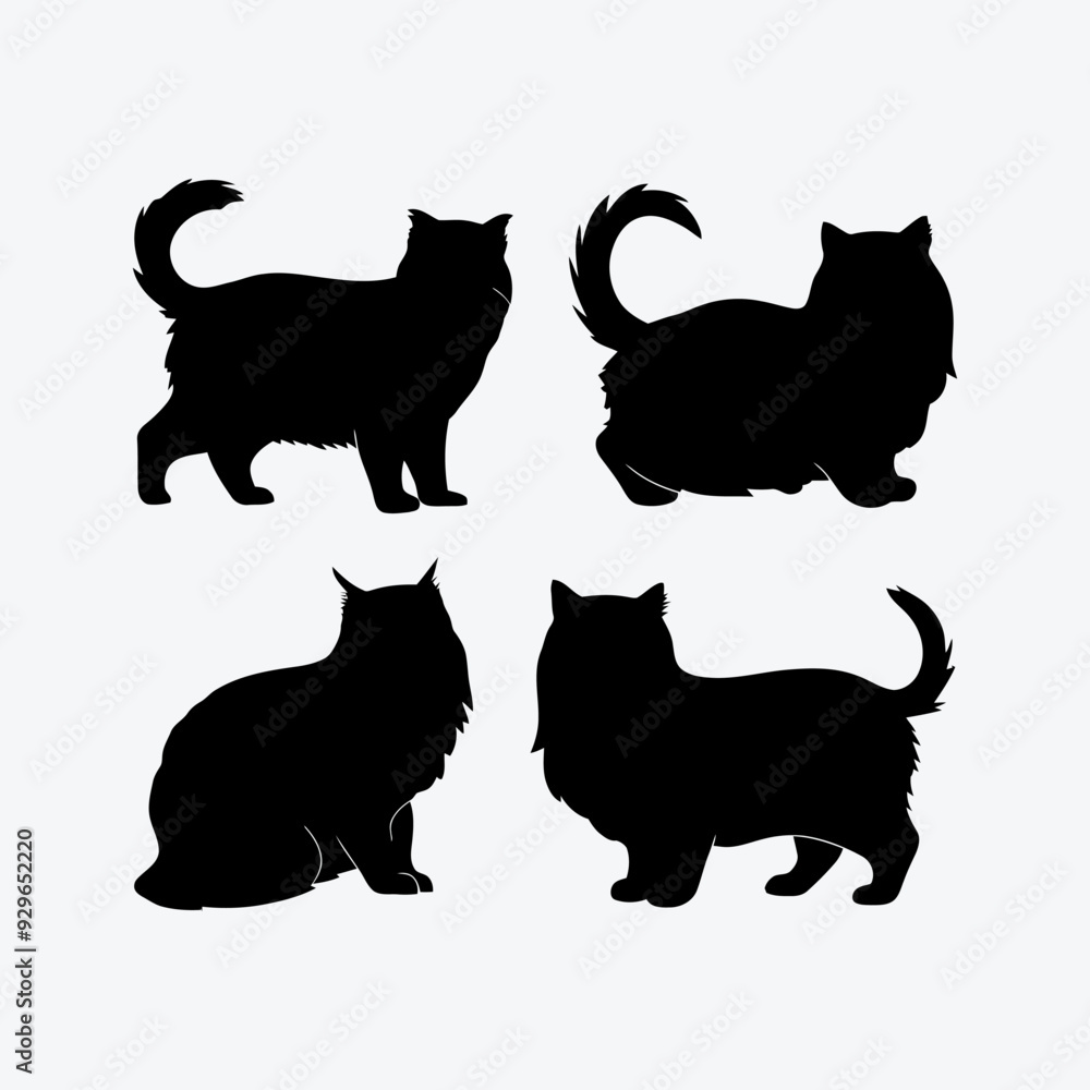 Persian cat silhouette vector template illustration Persian cat silhouette vector template illustration