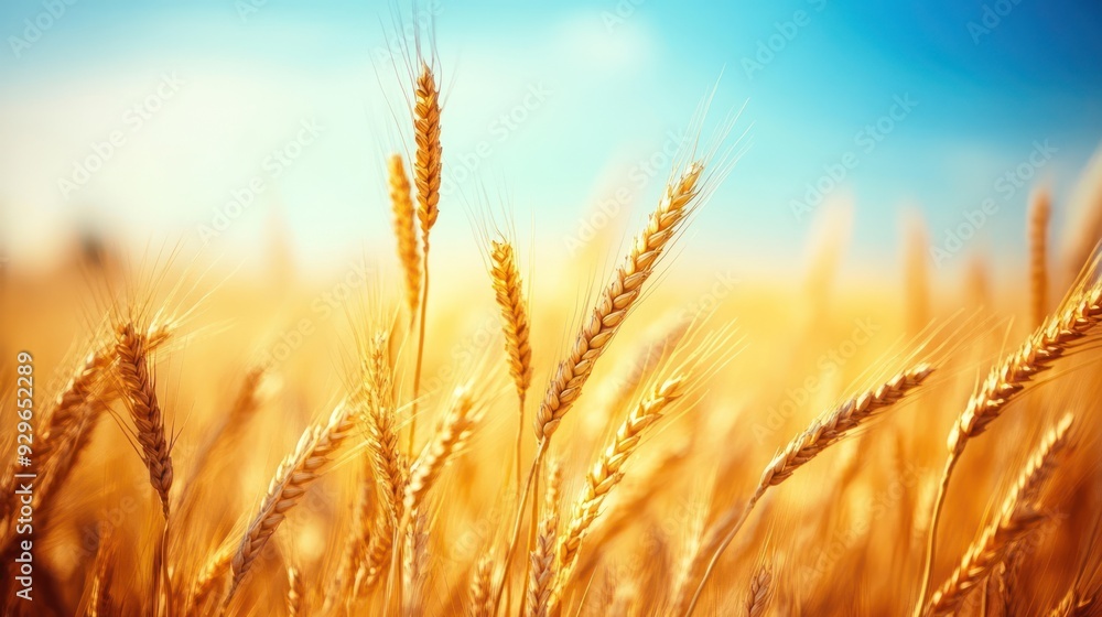 Golden Wheat Field Under a Blue Sky Golden Wheat Field Under a Blue Sky