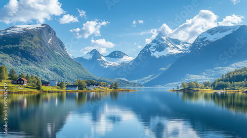 Idyllic Mountain Scenery: Calm Waters and Towering Peaks
