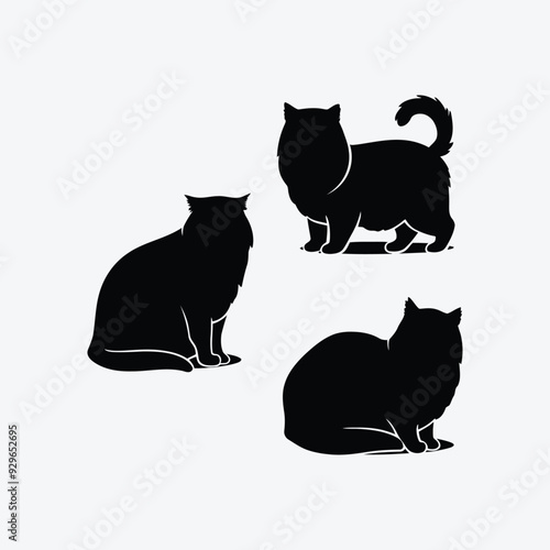 Persian cat silhouette vector template illustration