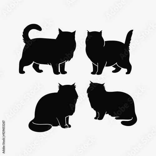 Persian cat silhouette vector template illustration