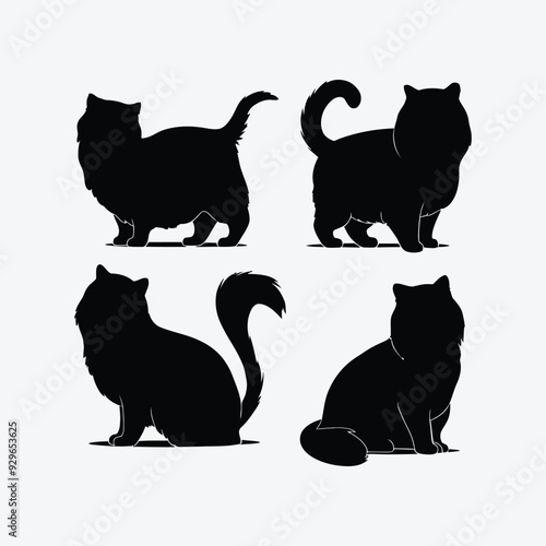 Persian cat silhouette vector template illustration