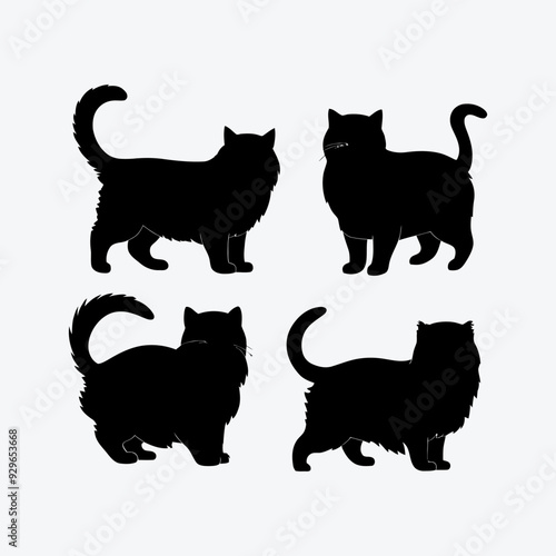 Persian cat silhouette vector template illustration