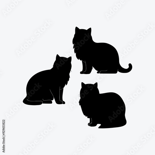 Persian cat silhouette vector template illustration