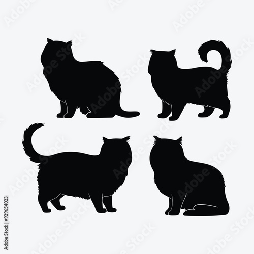 Persian cat silhouette vector template illustration