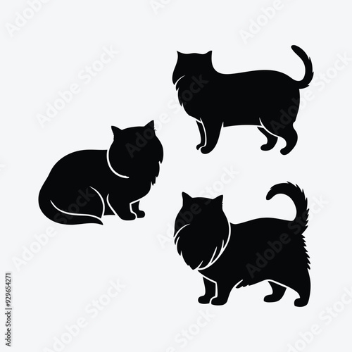 Persian cat silhouette vector template illustration