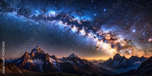 A stunning image of the Galactic Peaks captured under a starry night sky, galactic, peaks, night, sky, stars, astronomy