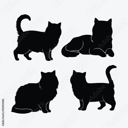 Persian cat silhouette vector template illustration