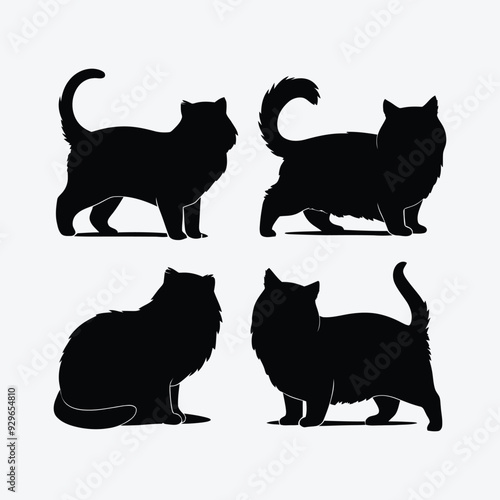 Persian cat silhouette vector template illustration