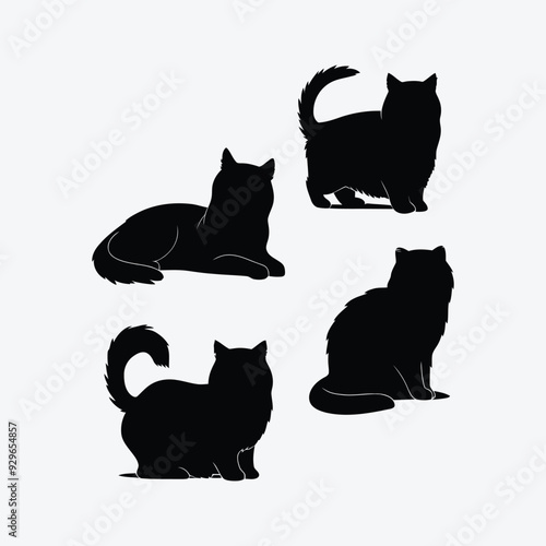 Persian cat silhouette vector template illustration