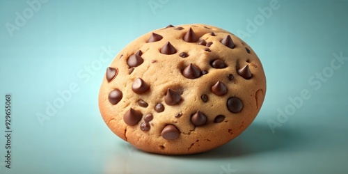 A 3D cookie with chocolate chips on a soft pastel background, symbolizing homemade comfort food