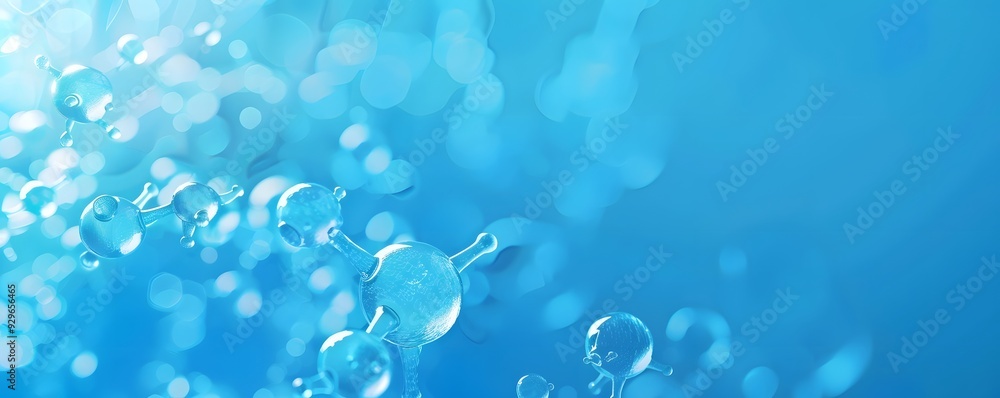 Abstract 3D Render of Crystallized Molecules on a Blue Background Abstract 3D Render of Crystallized Molecules on a Blue Background