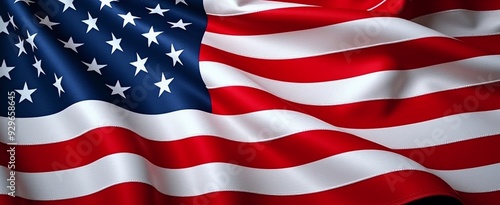 Dynamic U.S. flag backdrop, patriotism, diversity, marketing, education, holidays, art, emotion-filled, copy space available, symbols of freedom.