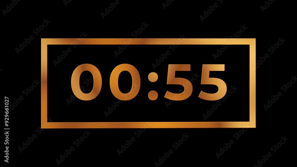 One-minute countdown animation in gold color One-minute countdown animation in gold color