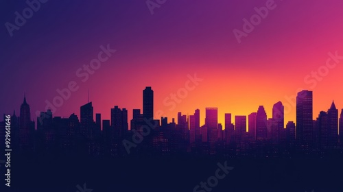 City Skyline at Sunset