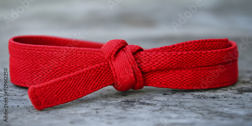 Martial arts belt tied neatly photo