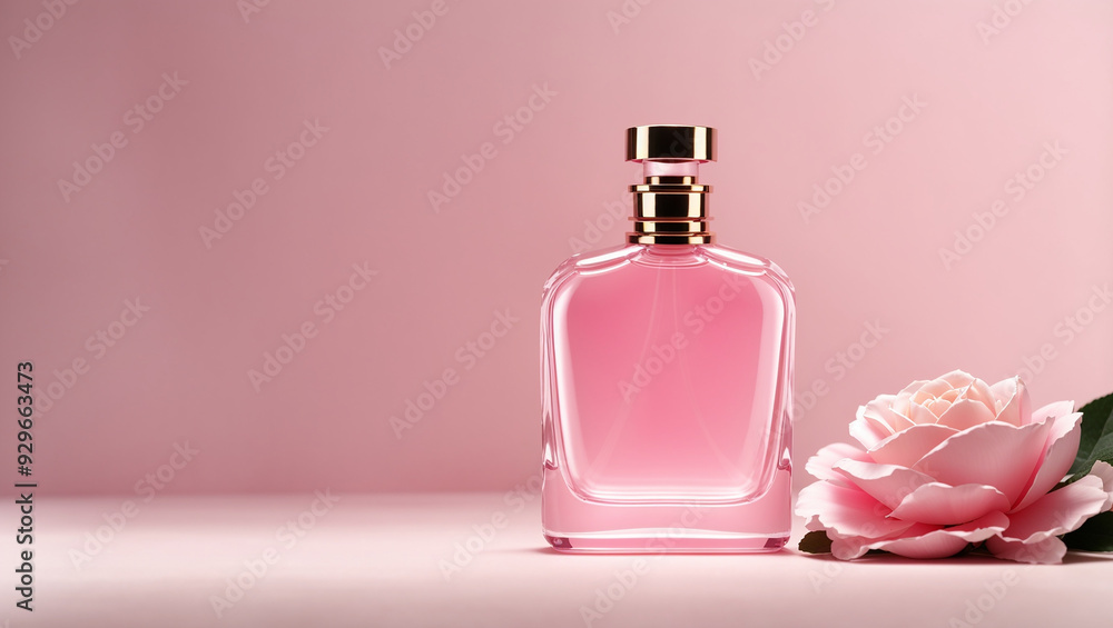 bottle of perfume with flower bottle of perfume with flower