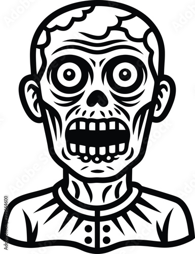 zombie abstract line art illustration black and white