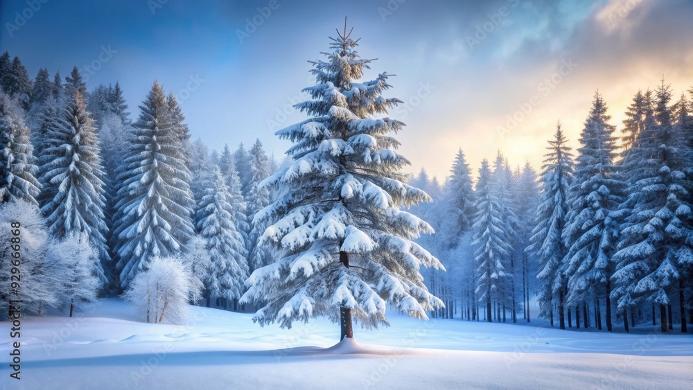 Snow-covered tree in winter forest, snow, tree, winter, cold, frost, snowy, nature, season, white, ice, outdoor, landscape Snow-covered tree in winter forest, snow, tree, winter, cold, frost, snowy, nature, season, white, ice, outdoor, landscape